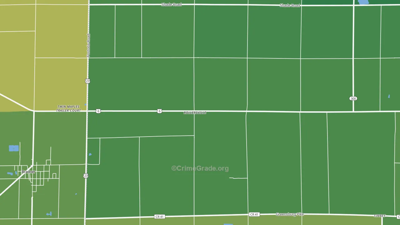Rollersville, OH Map of Vehicle Theft Rates