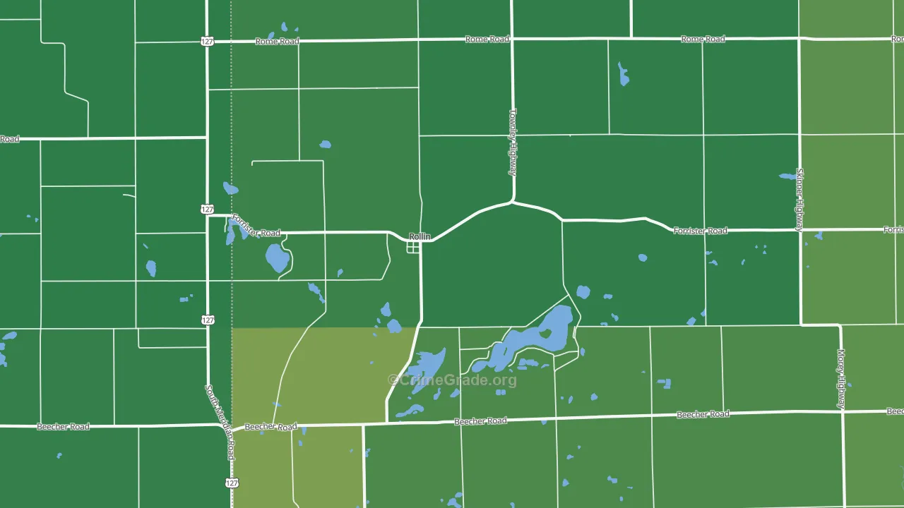 Rollin, MI Map of Vehicle Theft Rates