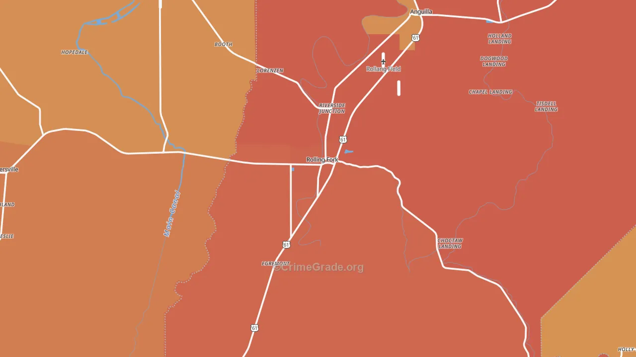 Rolling Fork, MS Map of Vehicle Theft Rates