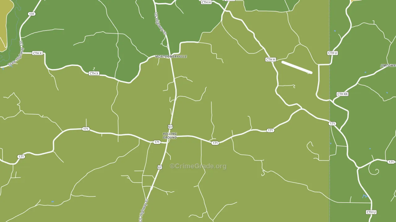 Rolling Ground, WI Map of Vehicle Theft Rates