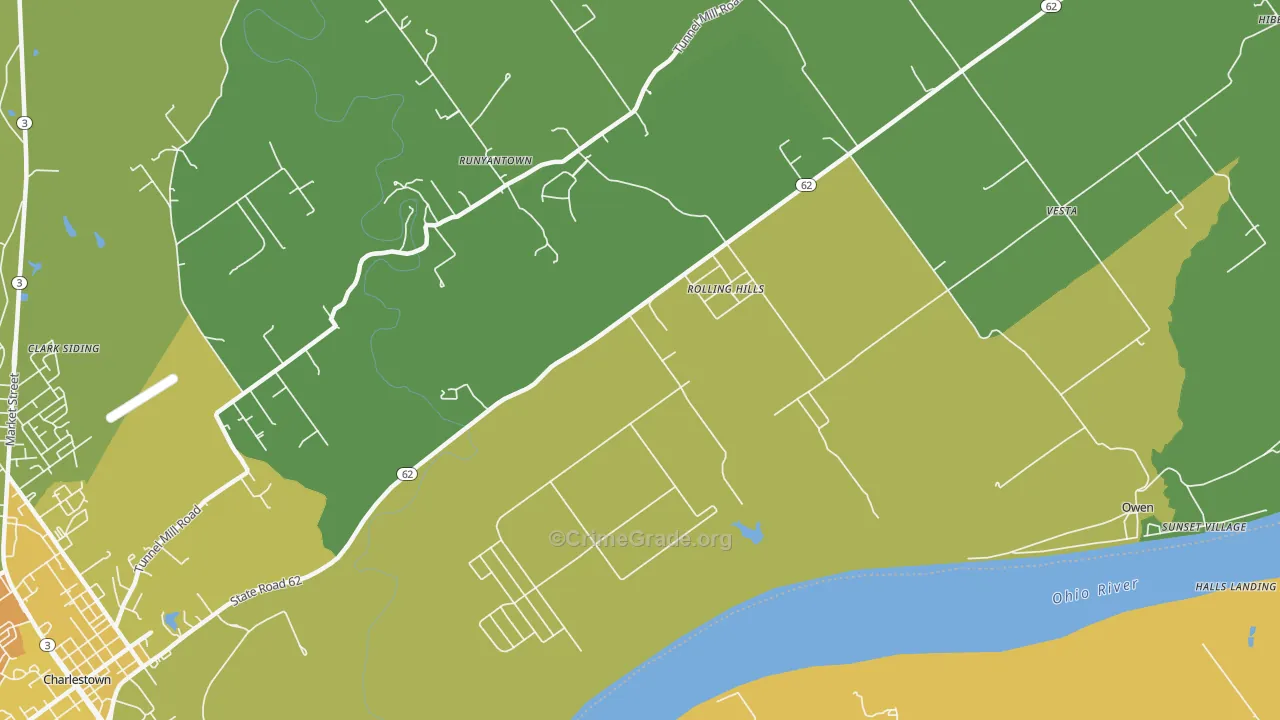 Rolling Hills, IN Map of Vehicle Theft Rates