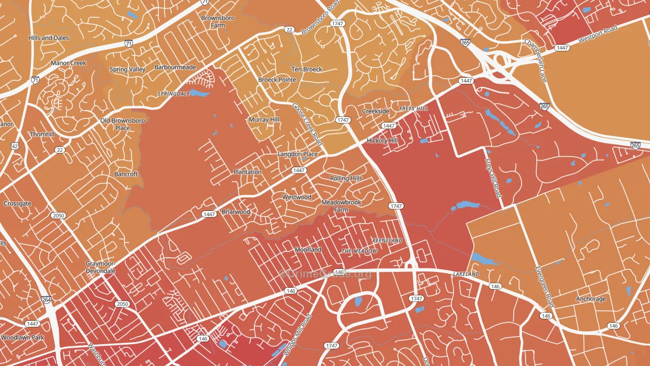 Rolling Hills, KY Map of Vehicle Theft Rates