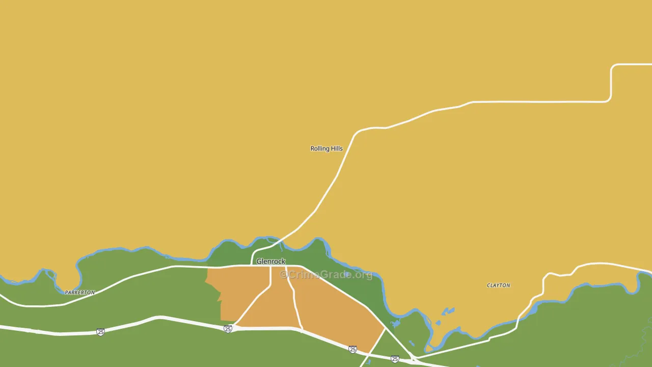 Rolling Hills, WY Map of Vehicle Theft Rates