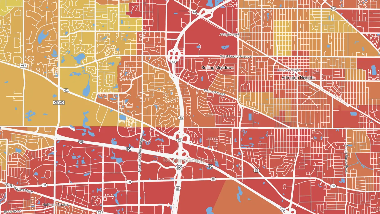 Rolling Meadows, IL Map of Vehicle Theft Rates
