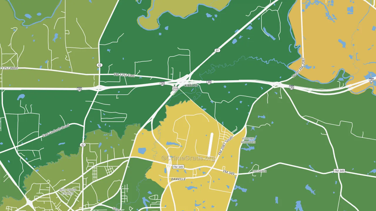 Rolling Meadows, TX Map of Vehicle Theft Rates