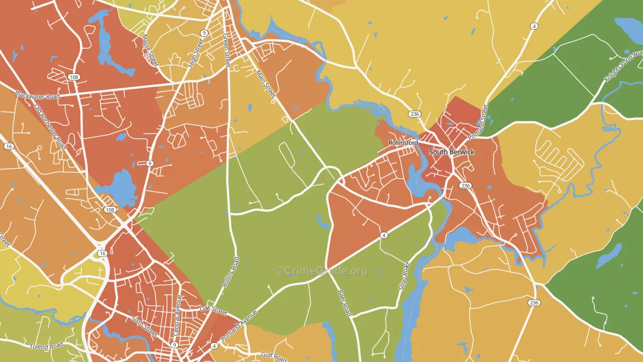 Rollinsford, NH Map of Vehicle Theft Rates