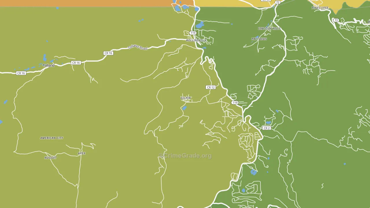 Rollinsville, CO Map of Vehicle Theft Rates