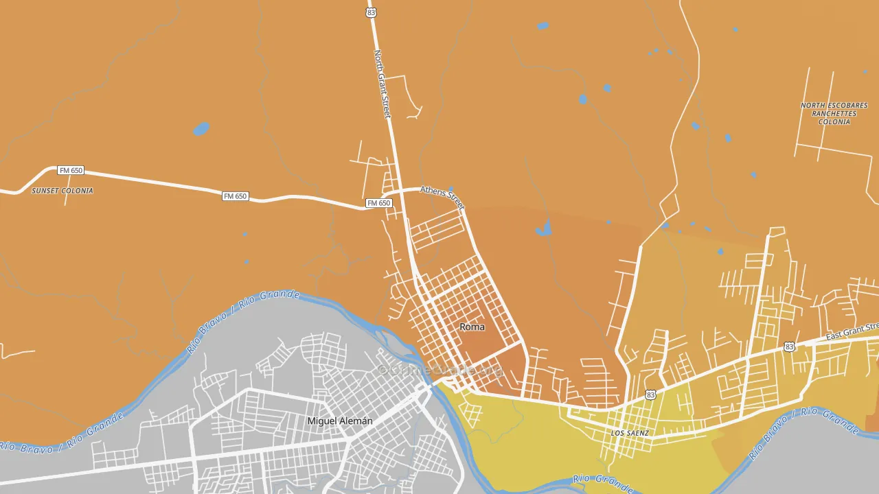 Roma Creek, TX Map of Vehicle Theft Rates