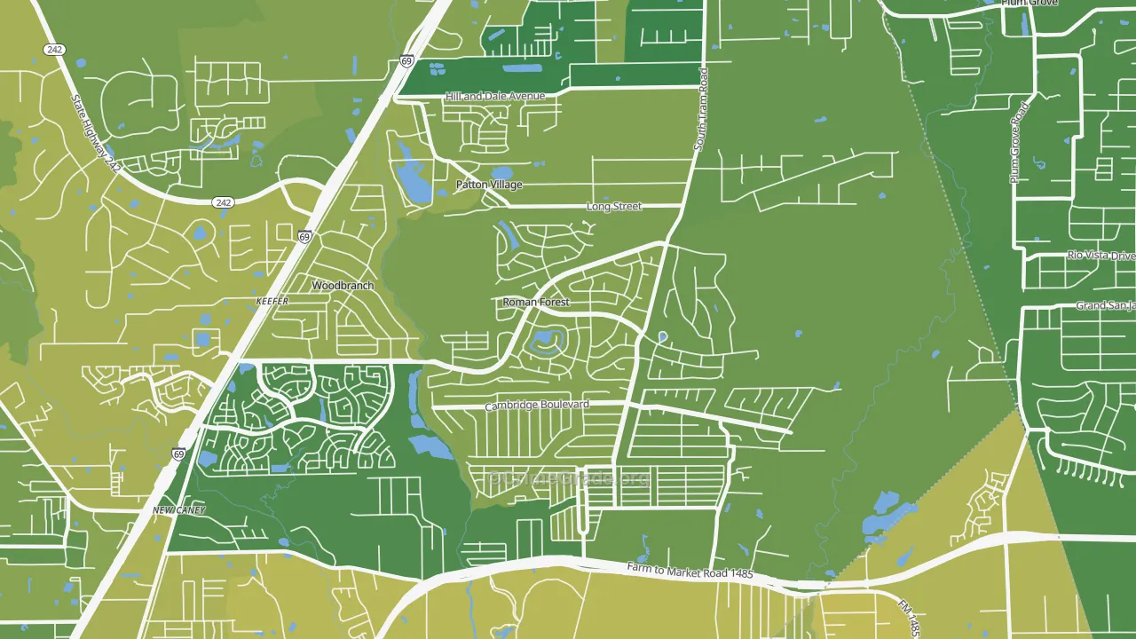Roman Forest, TX Map of Vehicle Theft Rates