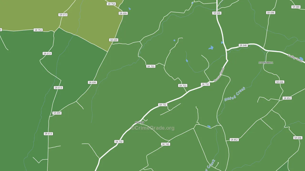 Roman, VA Map of Vehicle Theft Rates