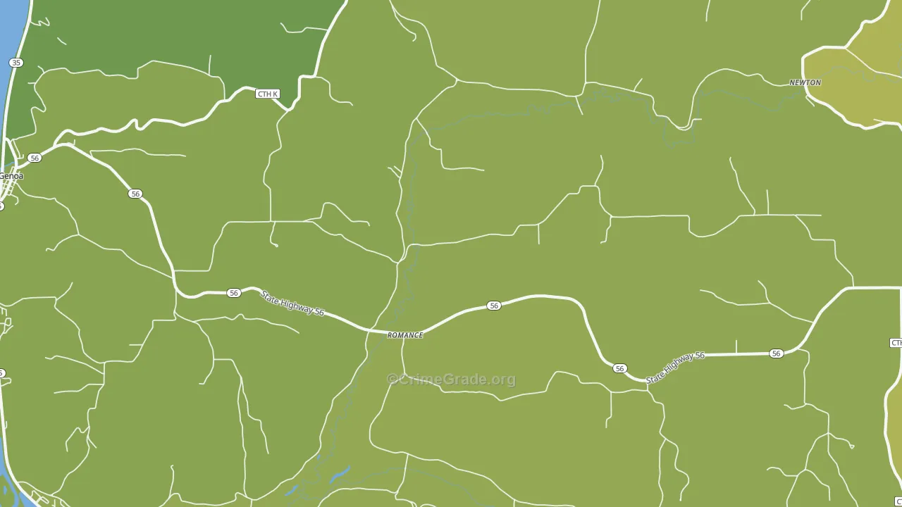 Romance, WI Map of Vehicle Theft Rates