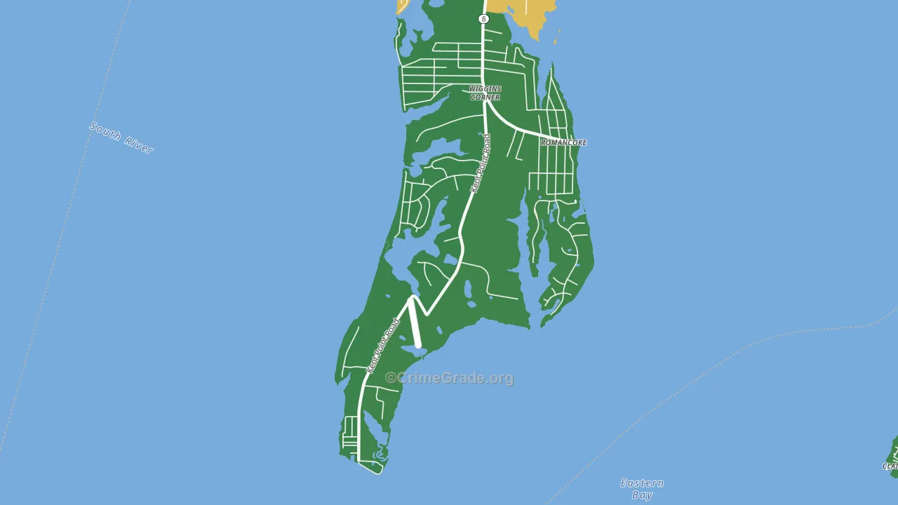 Romancoke on the Bay, MD Map of Vehicle Theft Rates