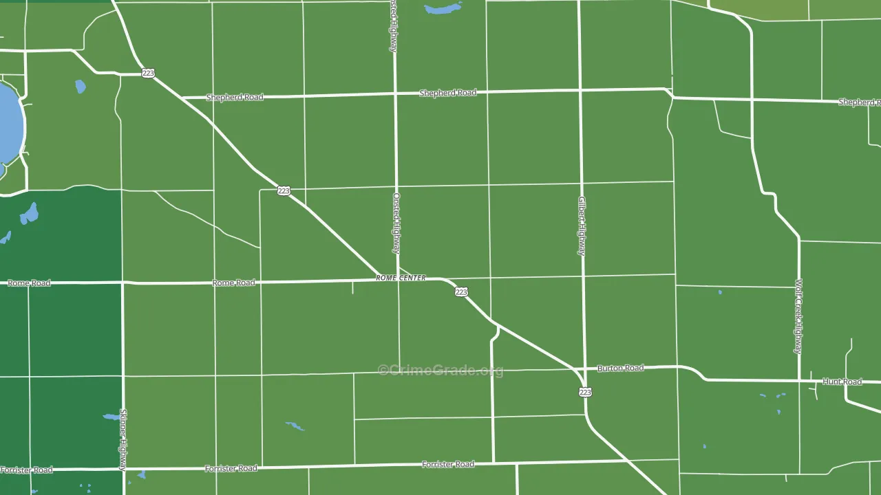 Rome Center, MI Map of Vehicle Theft Rates