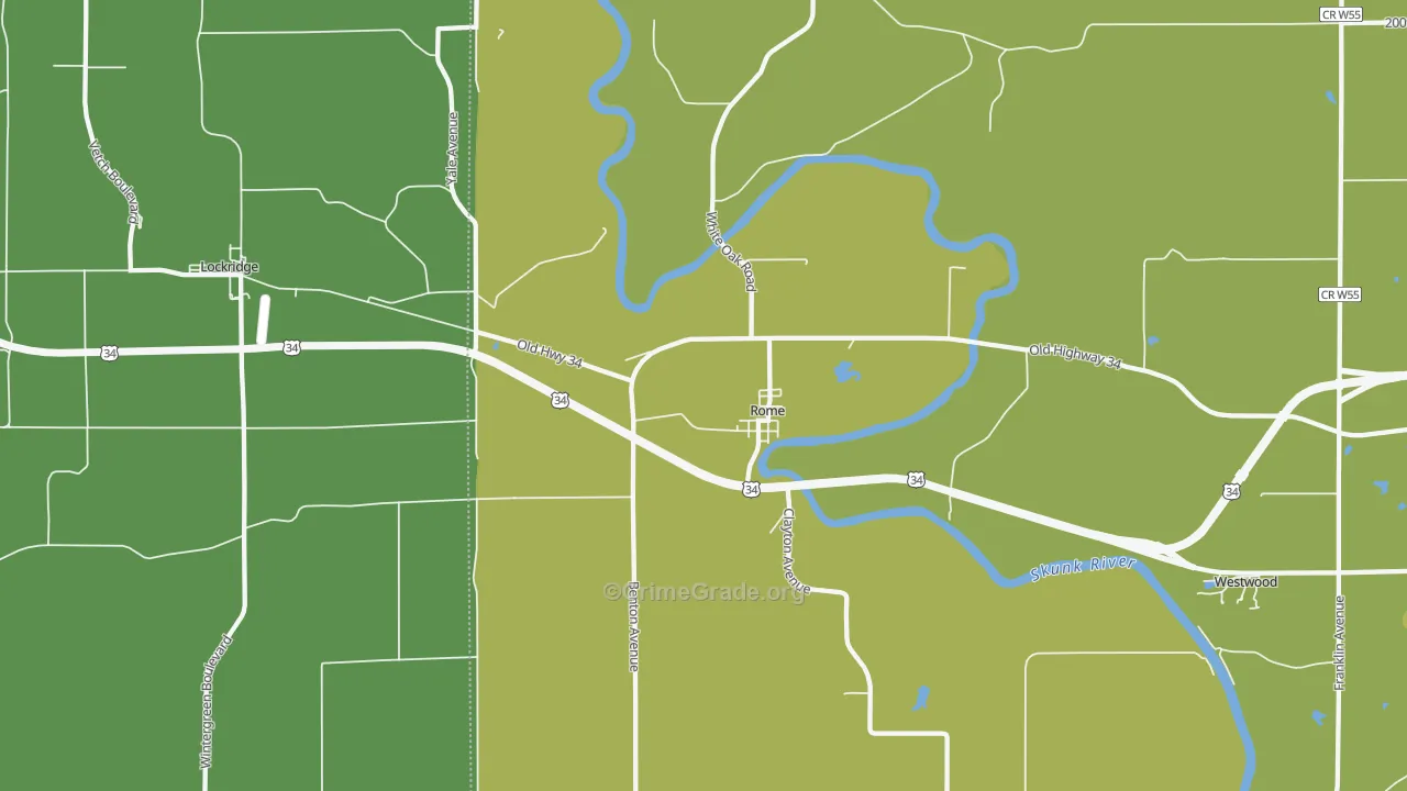 Rome, IA Map of Vehicle Theft Rates