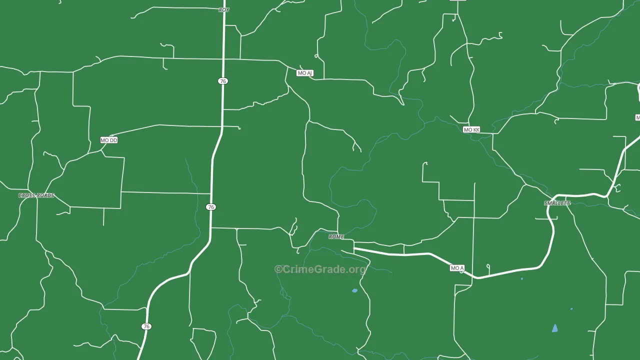 Rome, MO Map of Vehicle Theft Rates