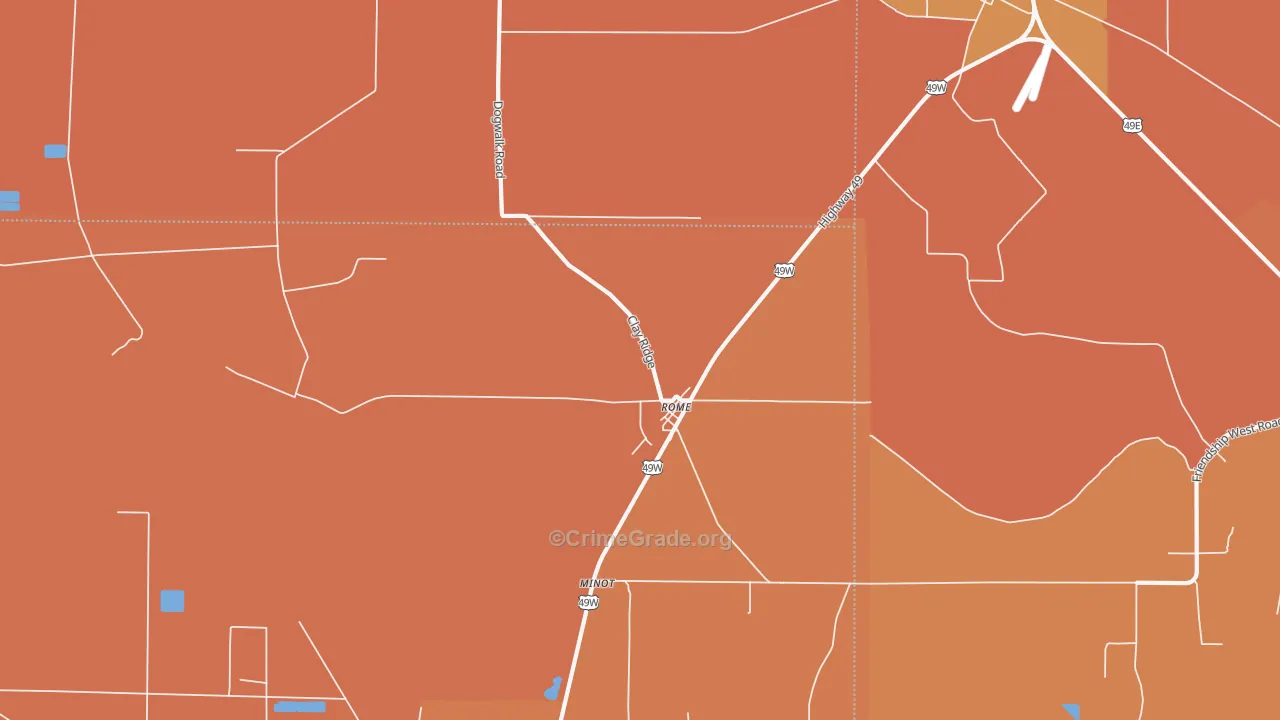 Rome, MS Map of Vehicle Theft Rates