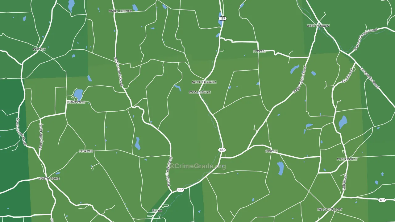 Rome, PA Map of Vehicle Theft Rates