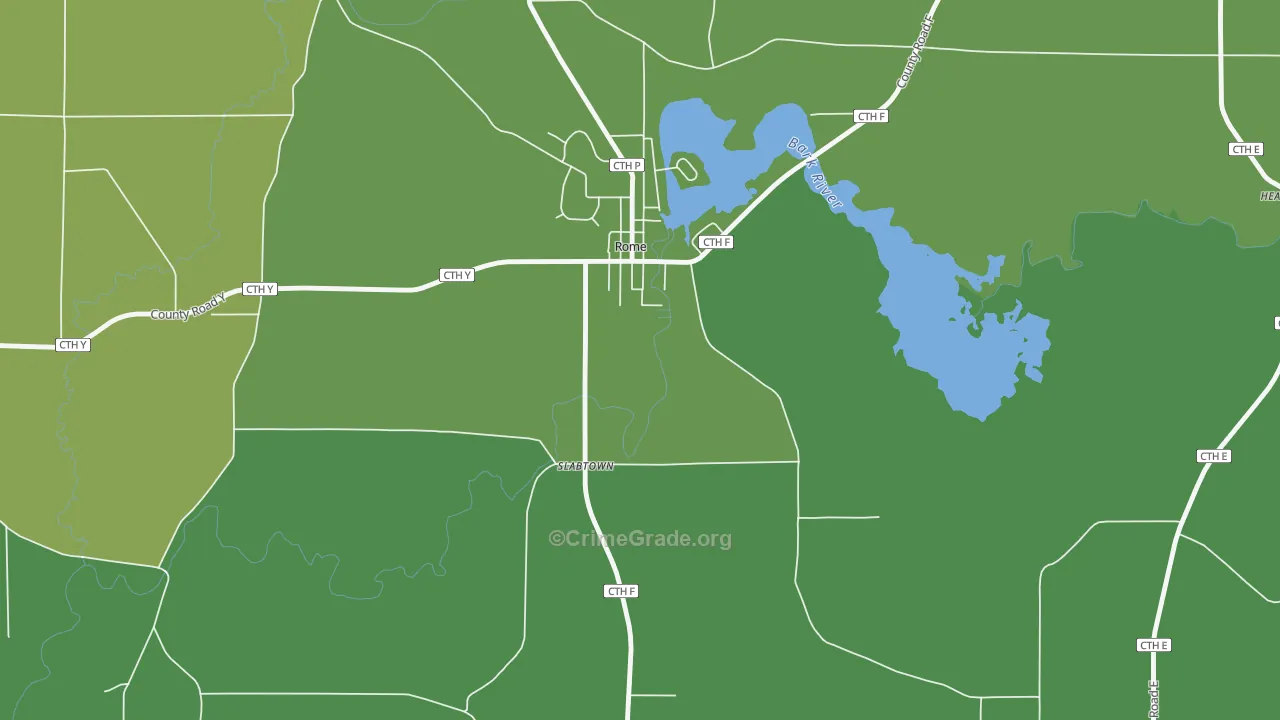 Rome, WI Map of Vehicle Theft Rates