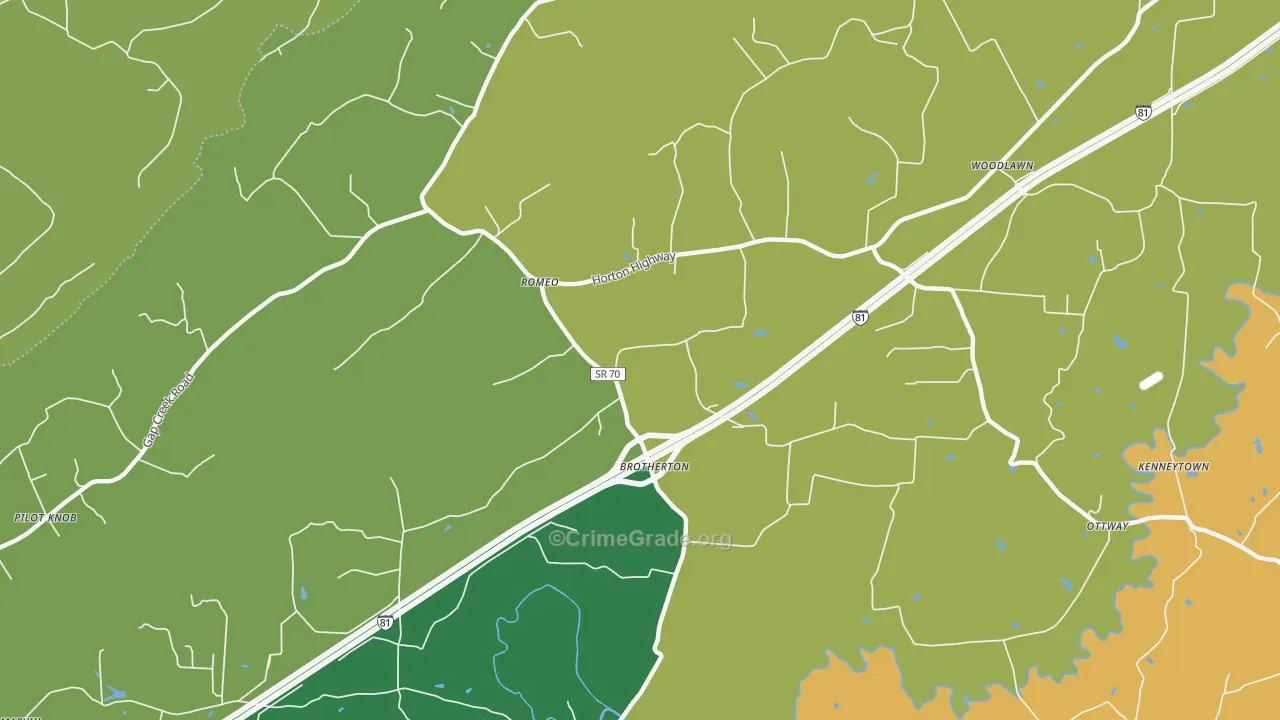 Romeo, TN Map of Vehicle Theft Rates