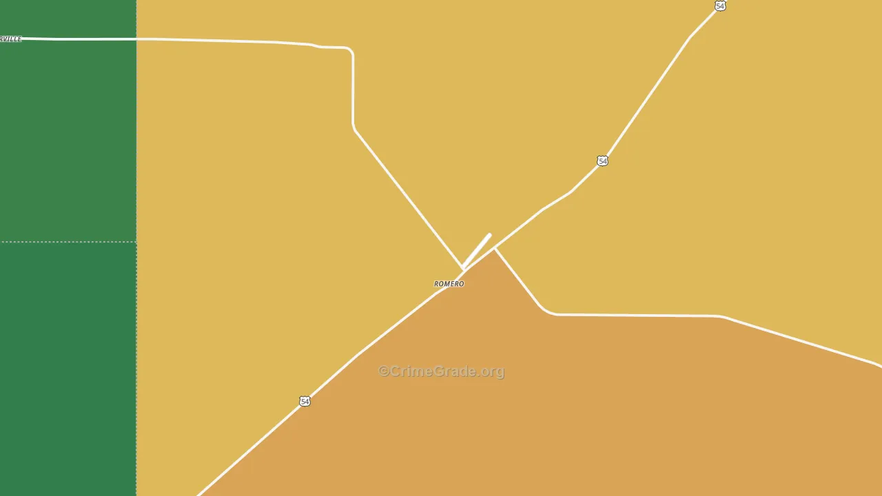 Romero, TX Map of Vehicle Theft Rates