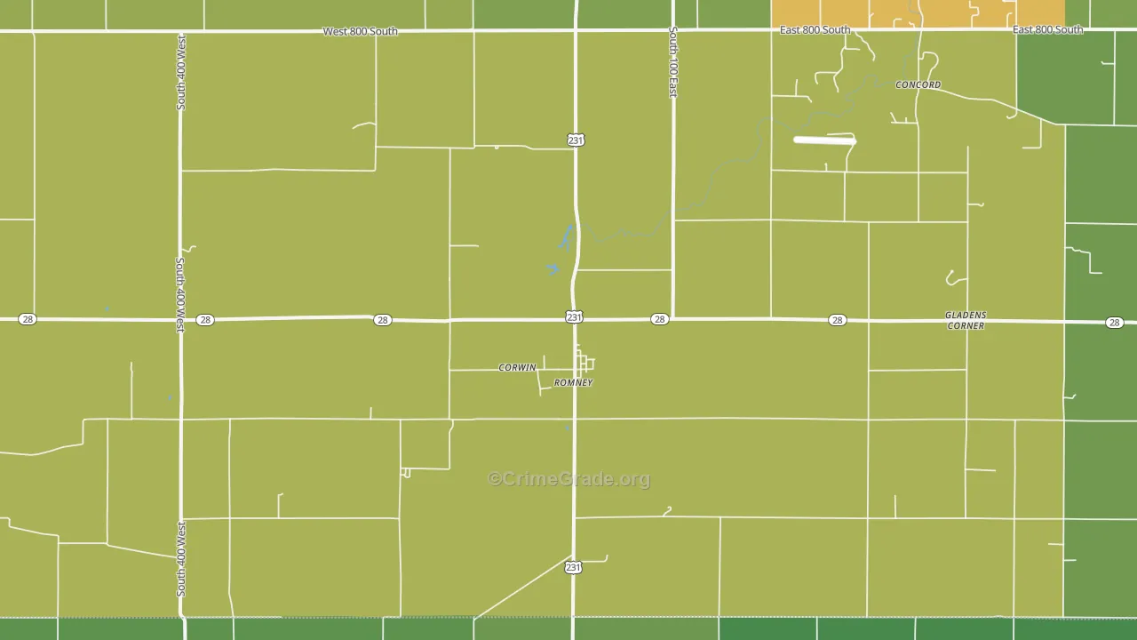 Romney, IN Map of Vehicle Theft Rates