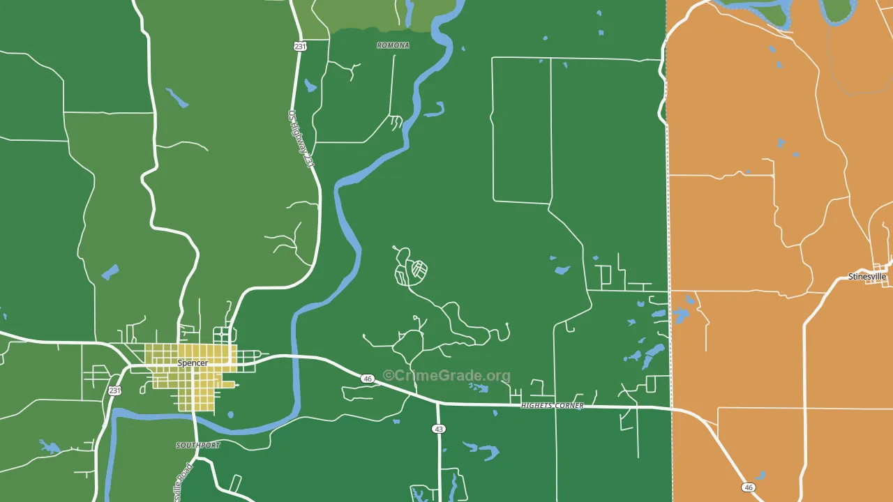Romona, IN Map of Vehicle Theft Rates