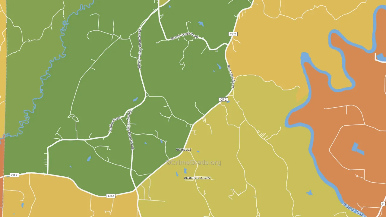 Romulus, AL Map of Vehicle Theft Rates