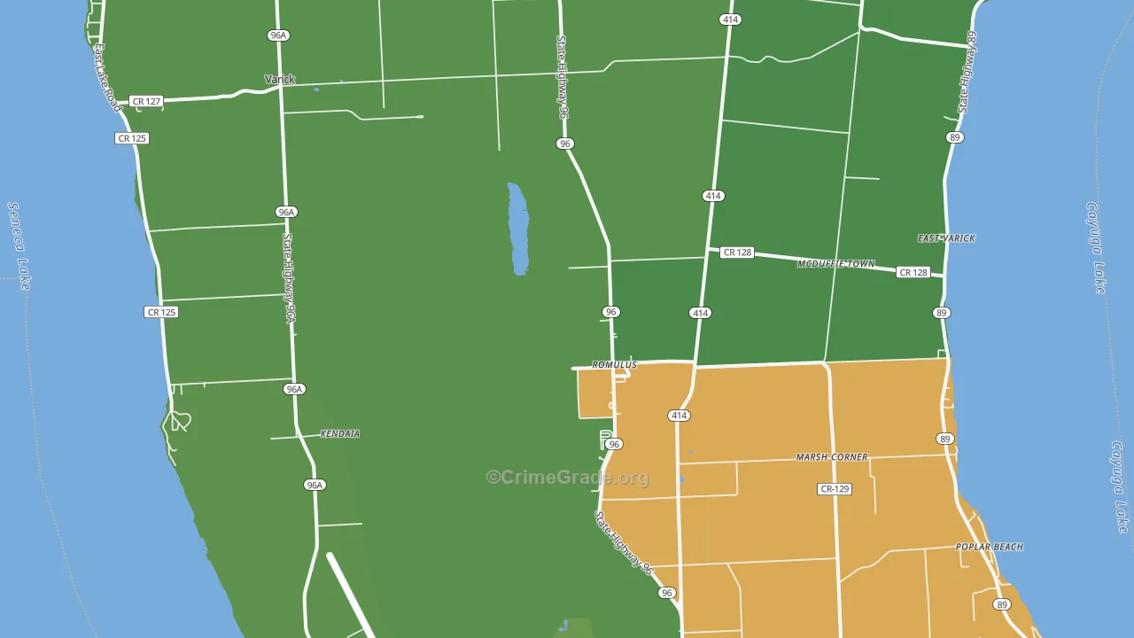 Romulus, NY Map of Vehicle Theft Rates