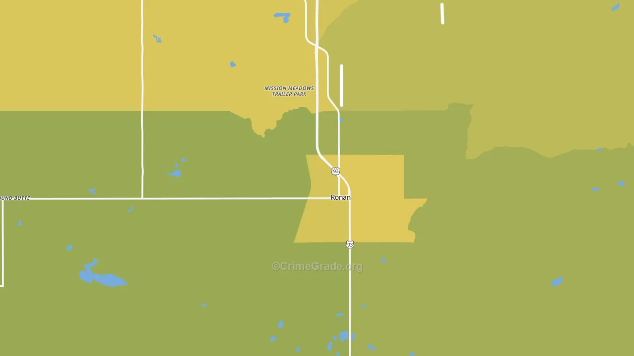 Ronan, MT Map of Vehicle Theft Rates