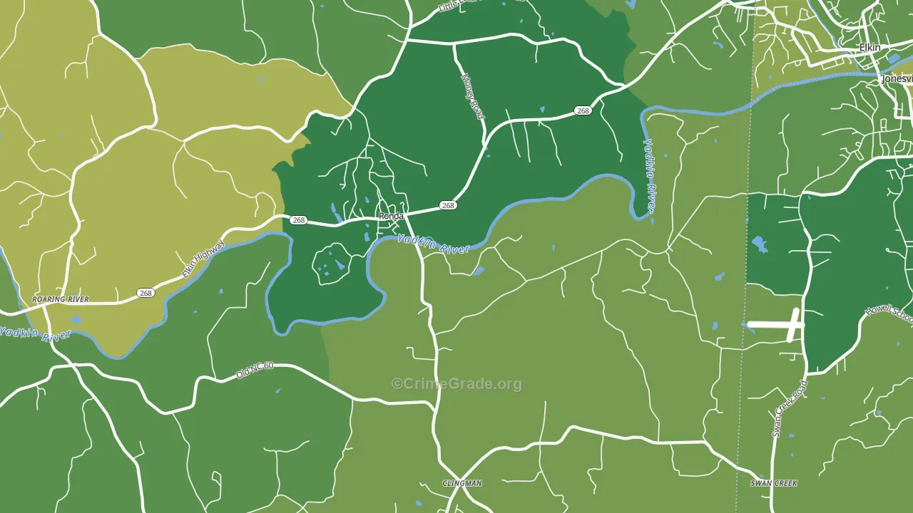Ronda, NC Map of Vehicle Theft Rates