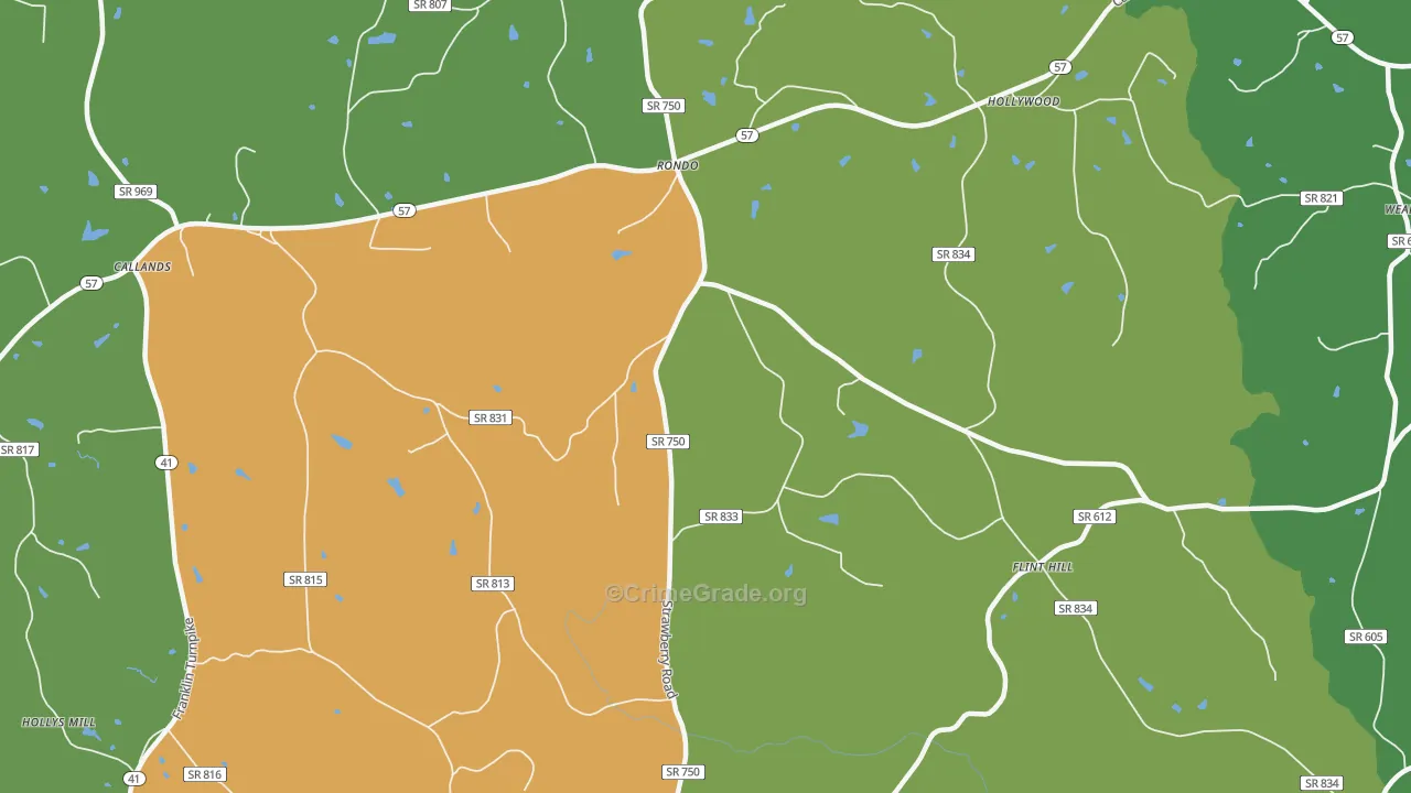 Rondo, VA Map of Vehicle Theft Rates