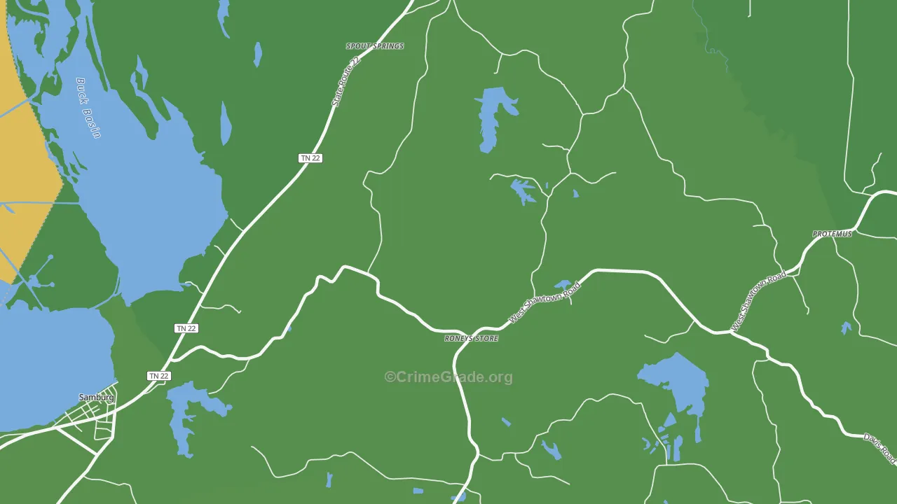 Roneys Store, TN Map of Vehicle Theft Rates