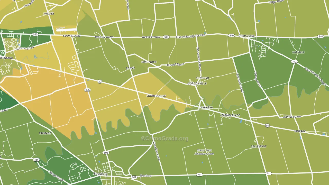 Ronks, PA Map of Vehicle Theft Rates