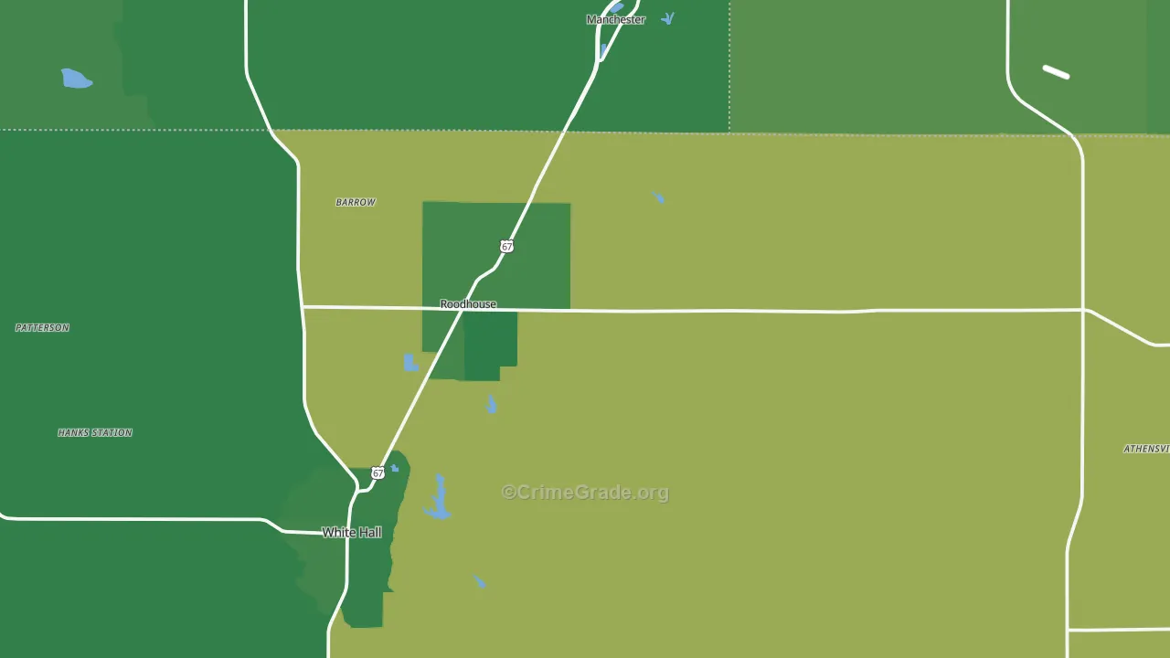 Roodhouse, IL Map of Vehicle Theft Rates