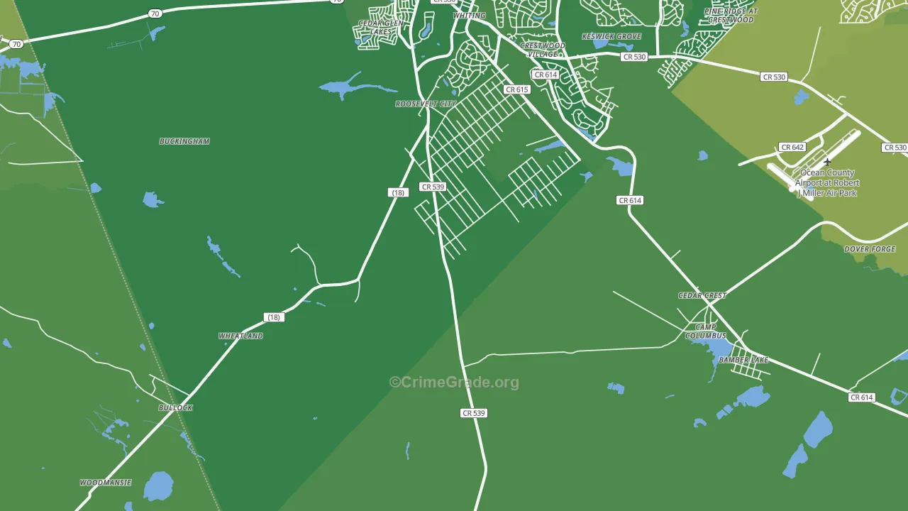 Roosevelt City, NJ Map of Vehicle Theft Rates