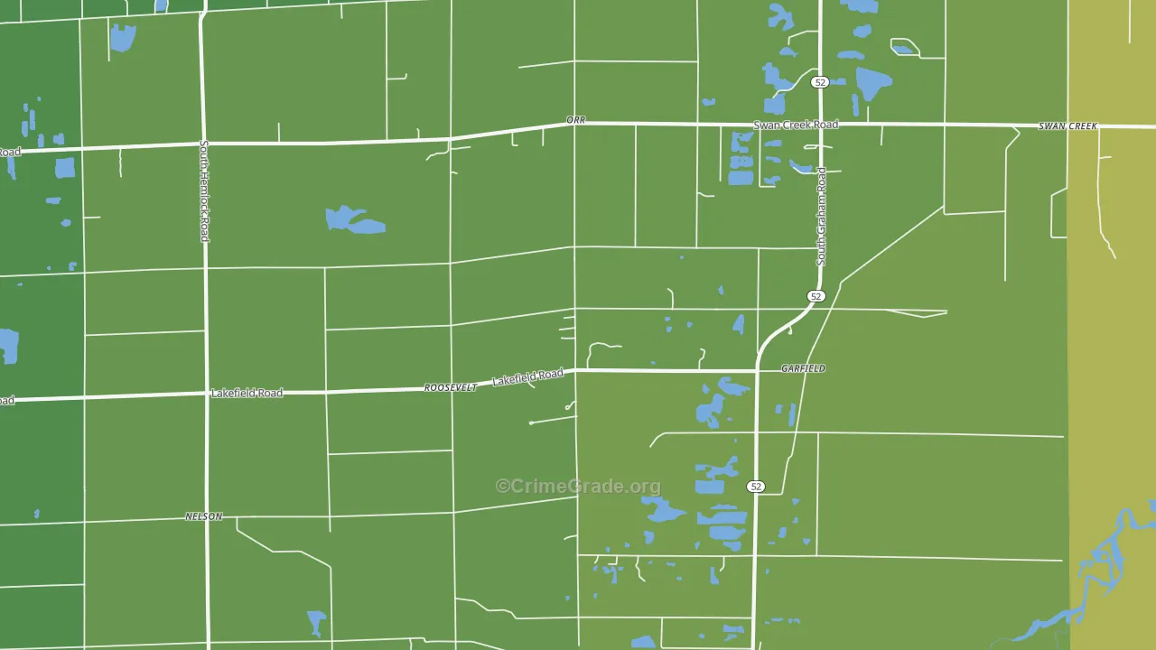 Roosevelt, MI Map of Vehicle Theft Rates