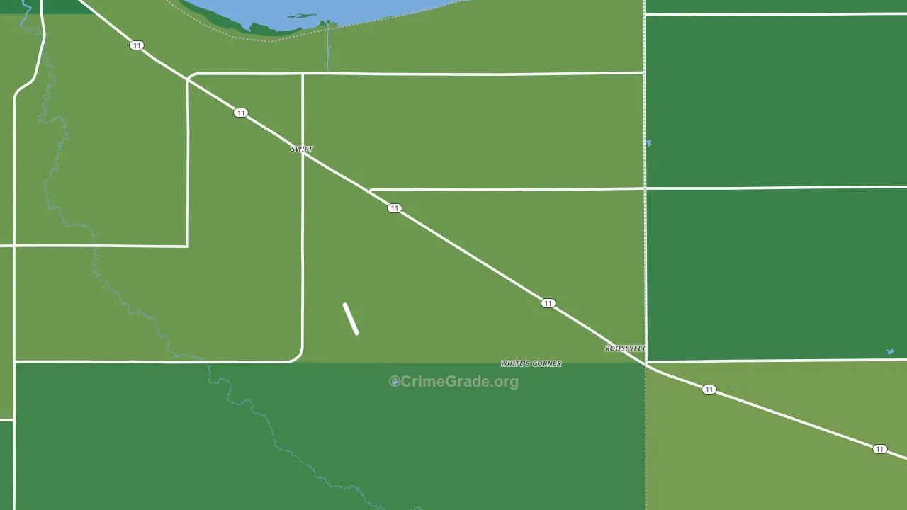 Roosevelt, MN Map of Vehicle Theft Rates