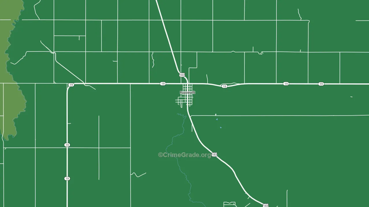 Roosevelt, OK Map of Vehicle Theft Rates