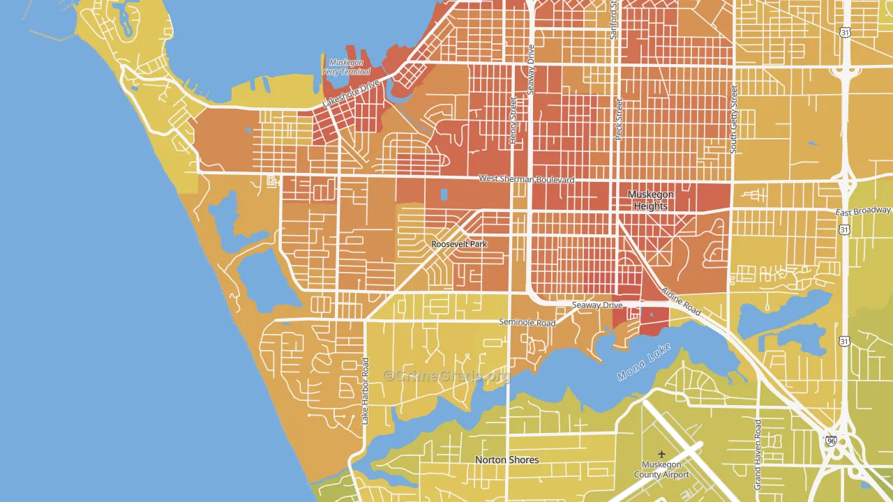 Roosevelt Park, MI Map of Vehicle Theft Rates