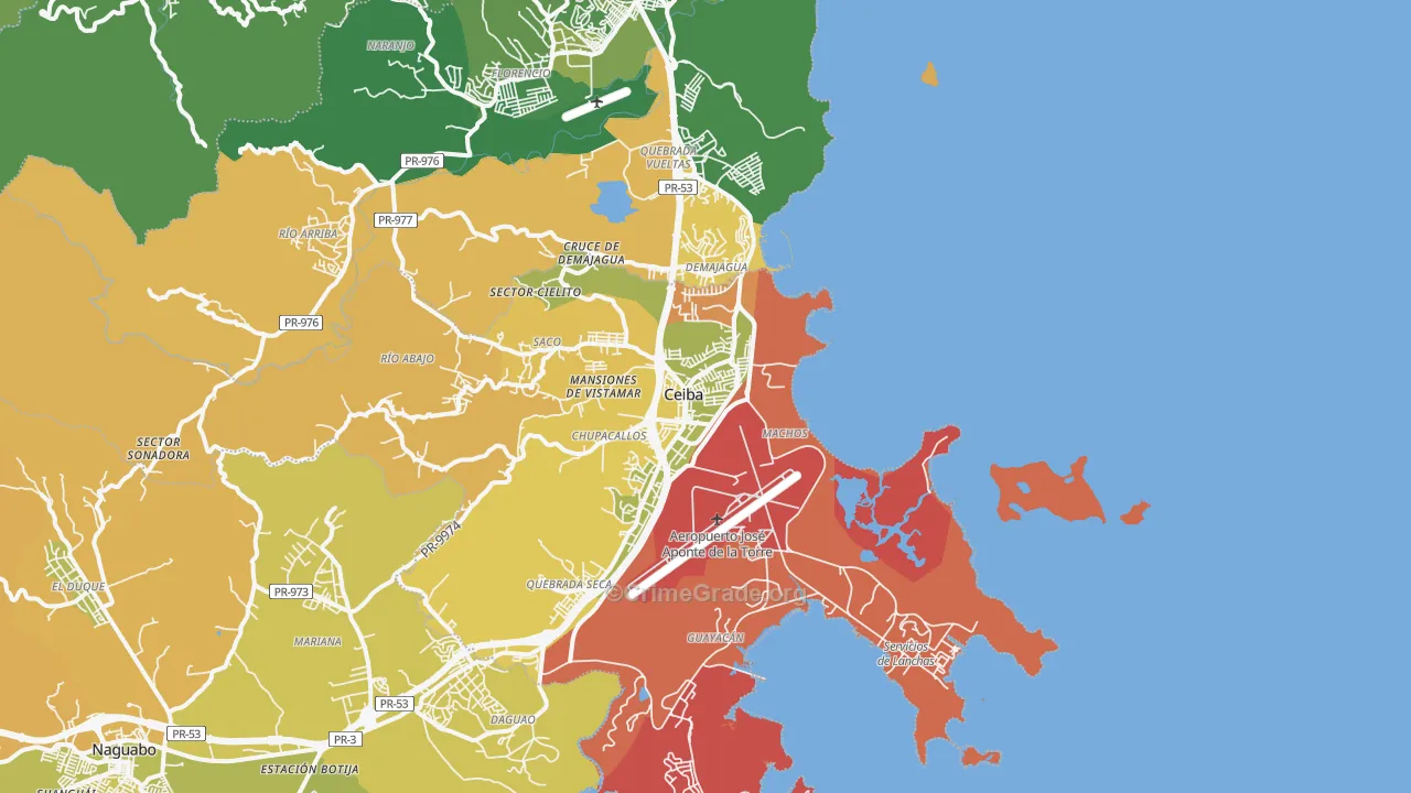 Roosevelt Roads Naval Station, PR Map of Vehicle Theft Rates
