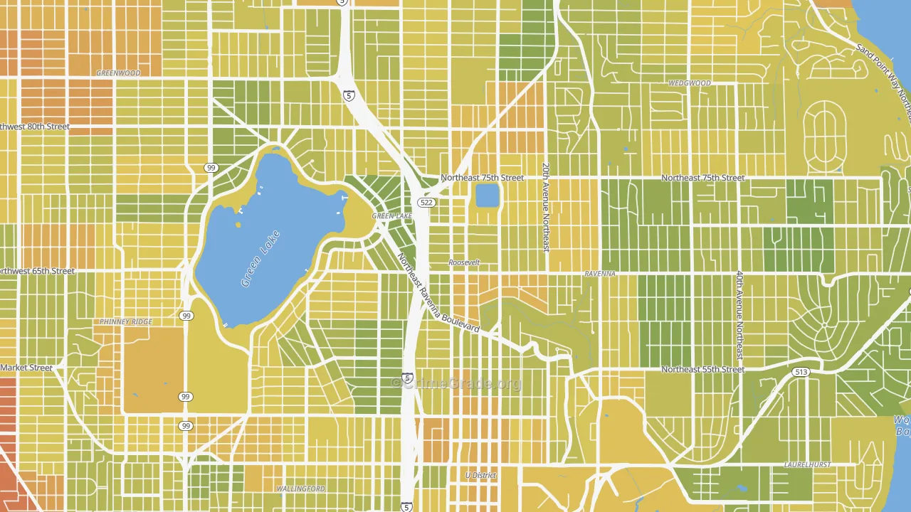 Roosevelt, Seattle, WA Map of Vehicle Theft Rates