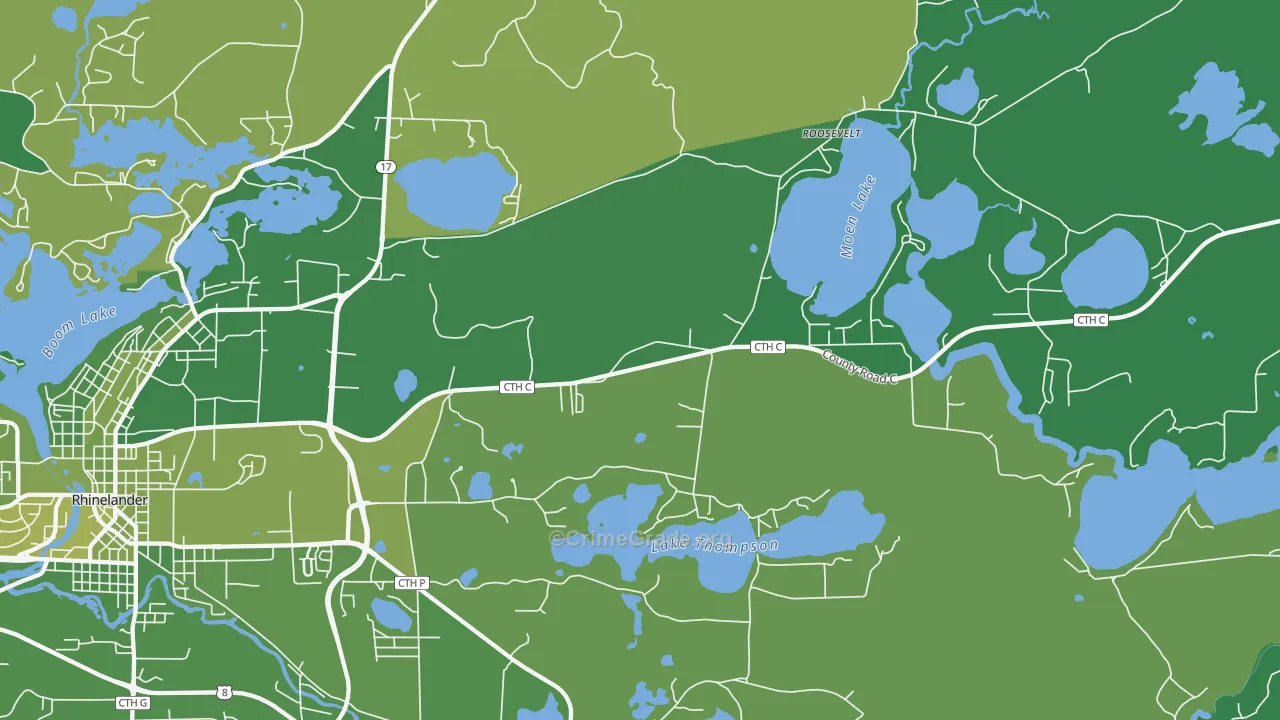 Roosevelt, WI Map of Vehicle Theft Rates