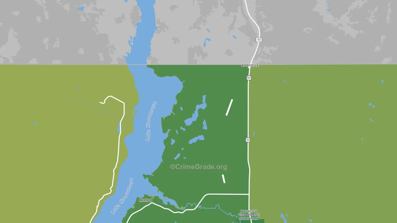 Roosville, MT Map of Vehicle Theft Rates