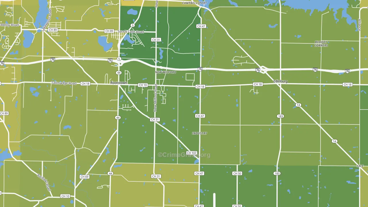 Rootstown, OH Map of Vehicle Theft Rates