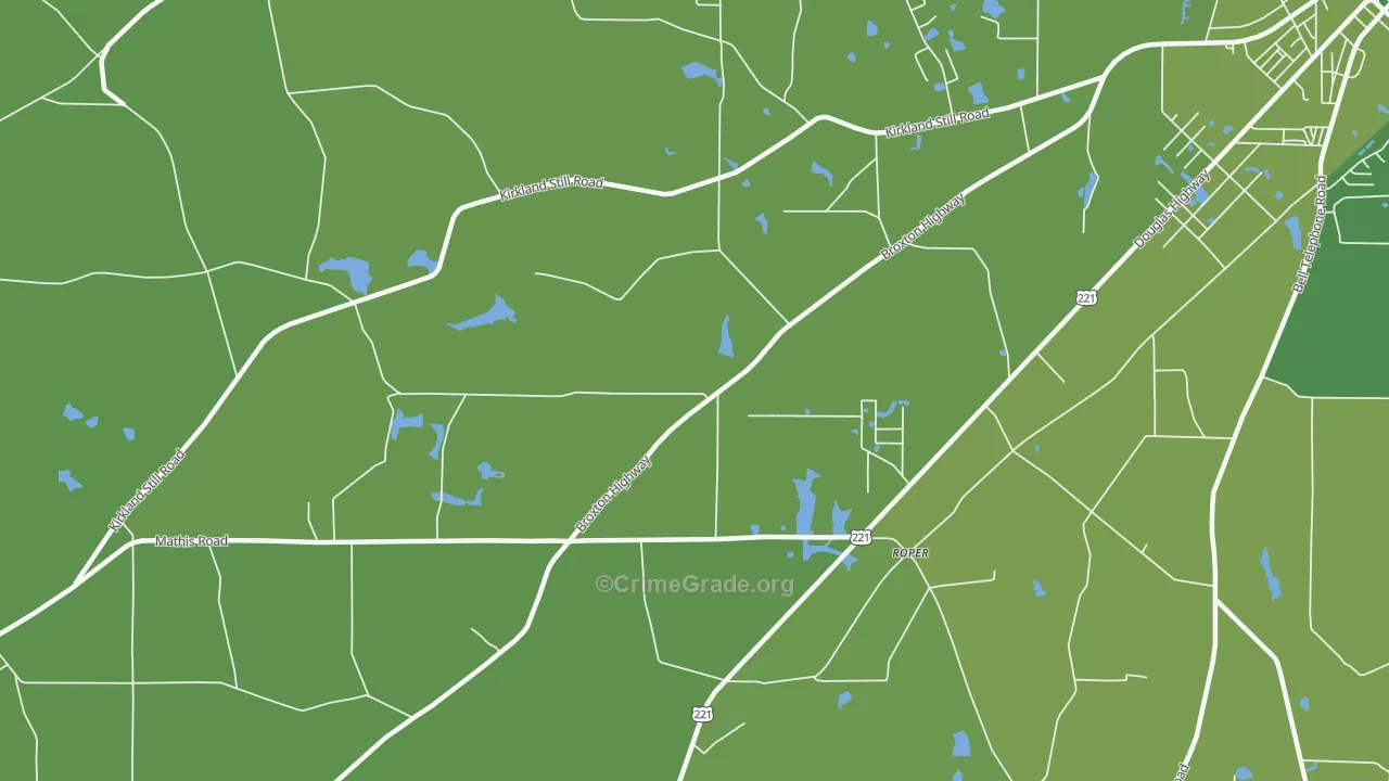 Roper, GA Map of Vehicle Theft Rates