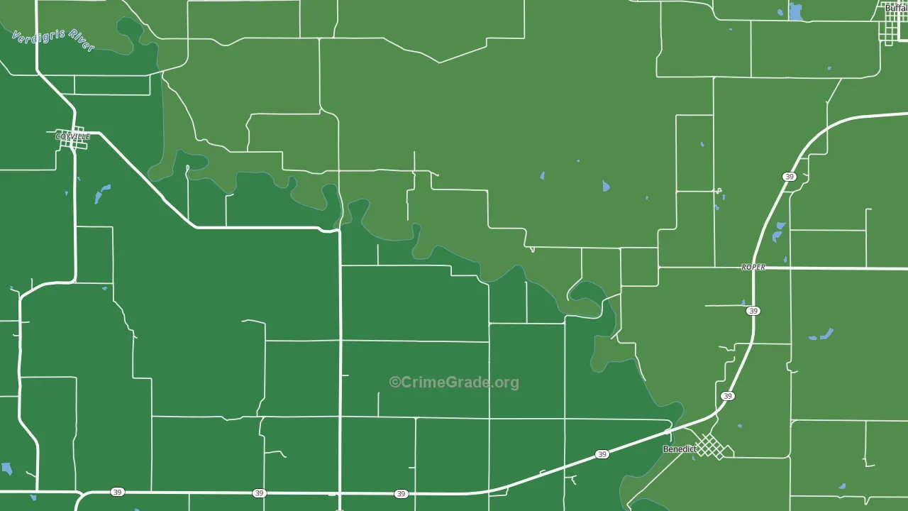 Roper, KS Map of Vehicle Theft Rates