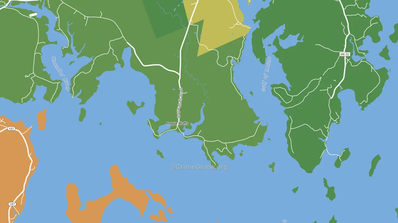 Roque Bluffs, ME Map of Vehicle Theft Rates