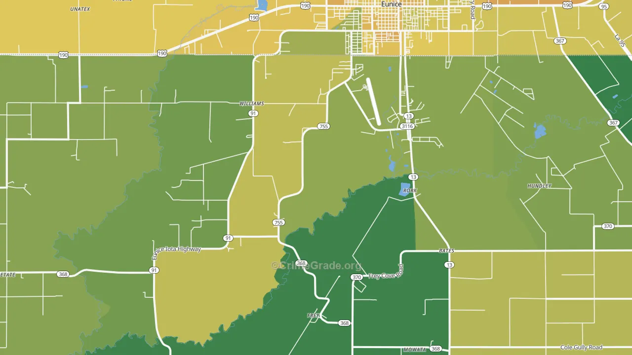 Rork, LA Map of Vehicle Theft Rates