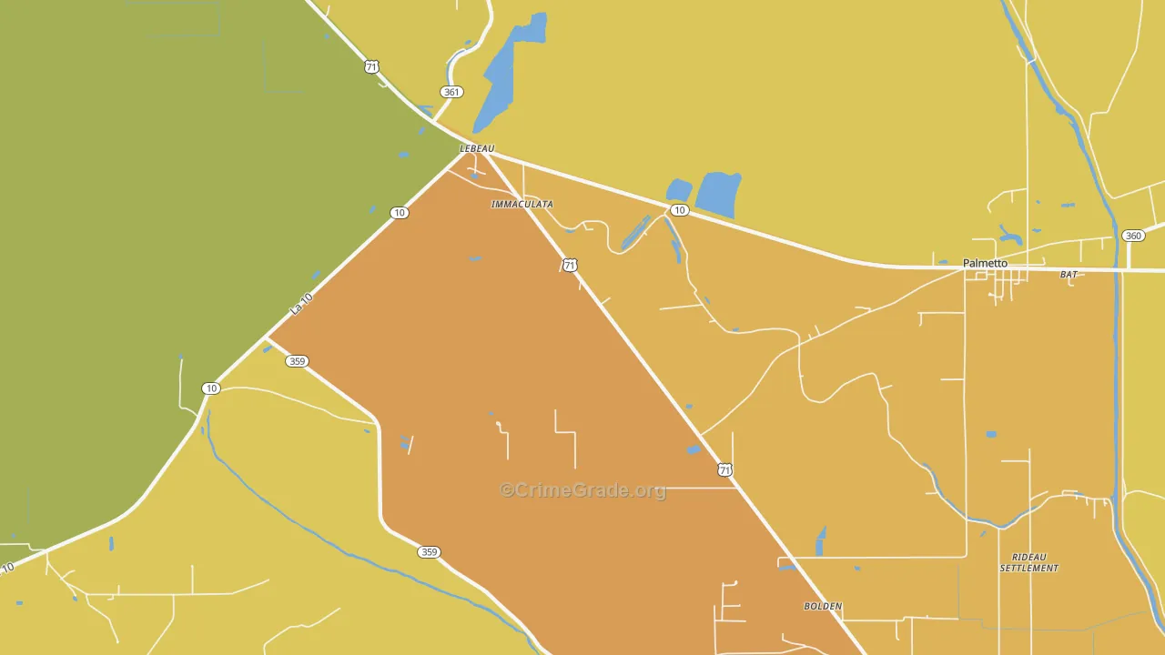 Rosa, LA Map of Vehicle Theft Rates