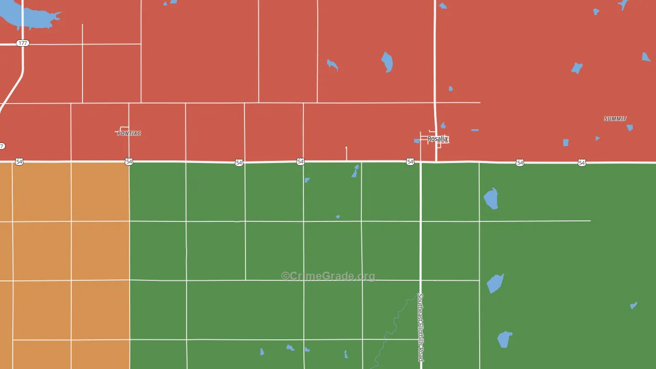 Rosalia, KS Map of Vehicle Theft Rates